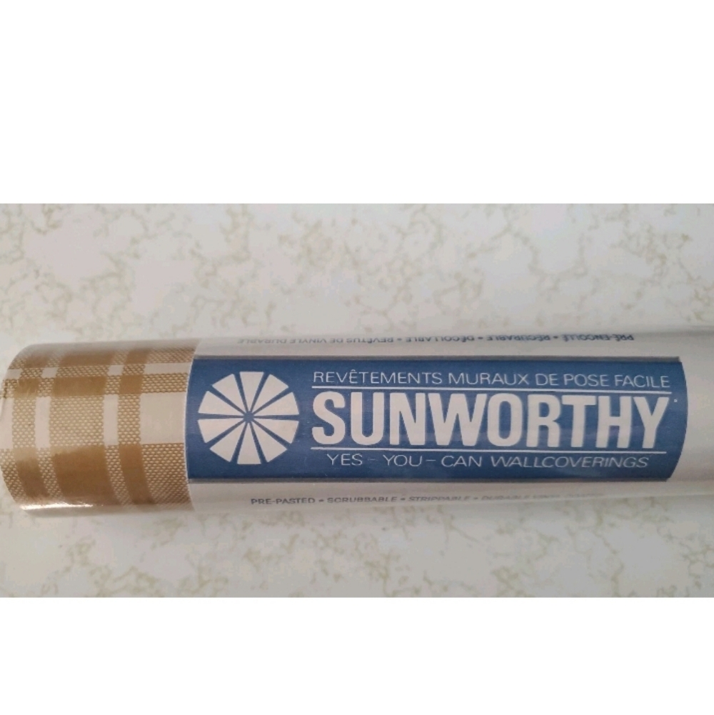 NOS Sunworthy Plaid Wallpaper Double Roll 5.15 square meter